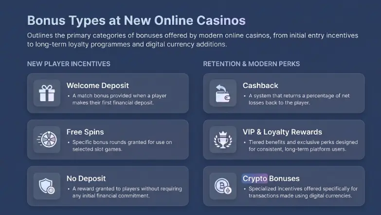 BONUS TYPE AT NEW ONLINE CASINOS